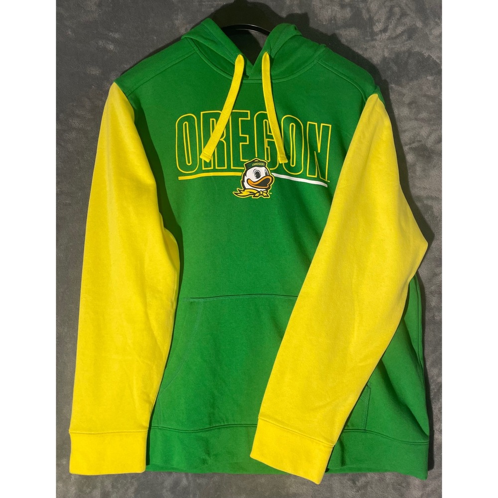 Logo Athletic Oregon Ducks Hoodie Mens XL Green Yellow Colorblock Pullover NCAA